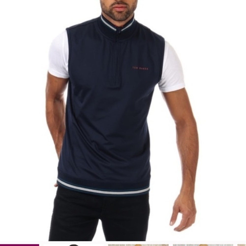 Ted Baker Gala Golf Gilet Sleeveless Half Zip Pullover 3XL Navy Performance Golf